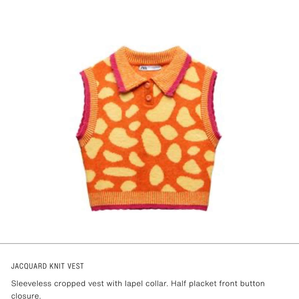 Zara Orange and Pink Patterned Knit Top